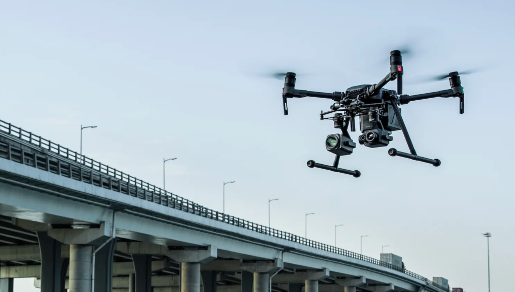 Drone over bridge