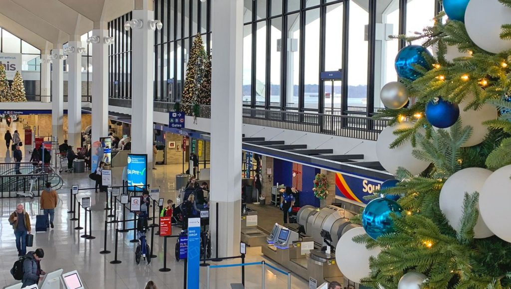 Christmas decor in terminal