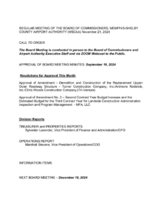 November 2024 Board Meeting Agenda