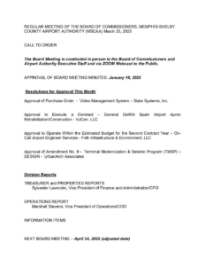 March 2025 Board Meeting Agenda