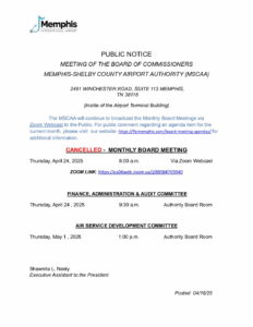 April 2025 Board Meeting Notice