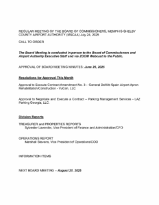 July 2025 Board Meeting Agenda